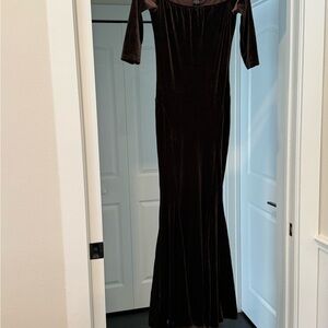 Elegant Brown Velvet Evening Gown